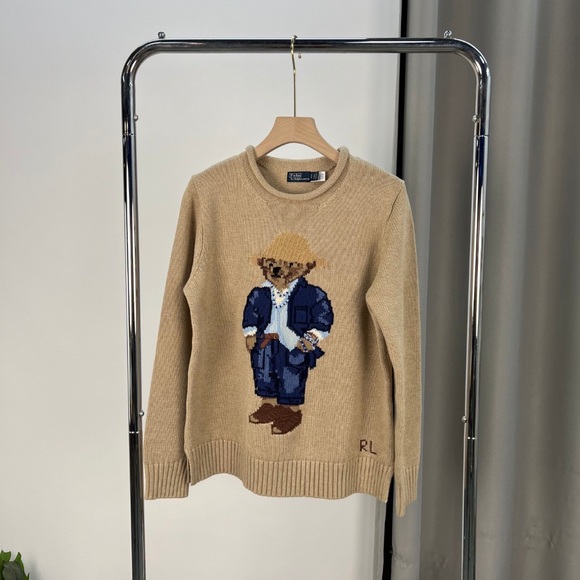 Polo Ralph Lauren Tan Sweater with Bear Design